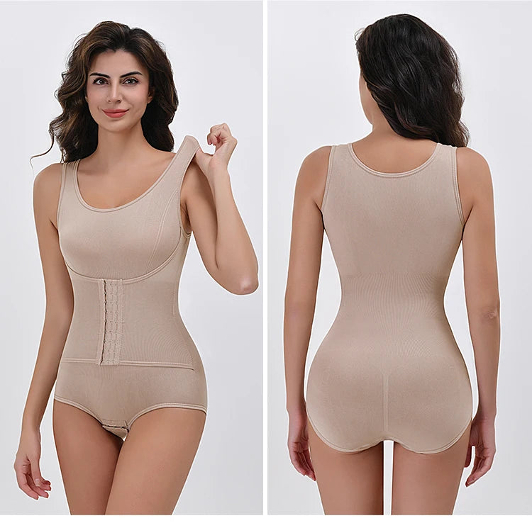 Double-Breasted Tummy Control Bodysuit – Postpartum Slimming Waist Trainer Corset