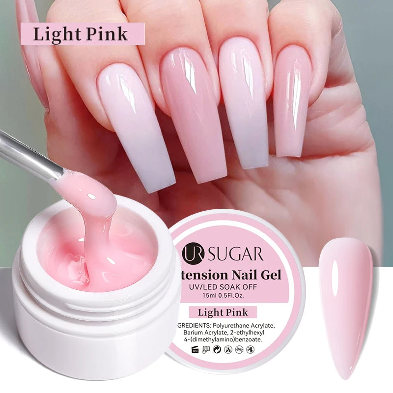 UR SUGAR 15ml Box Extension Nail Gel Jelly Pink White Clear UV Gel Hard Gel Extension Gel Nails Finger French Nail Art Manicure