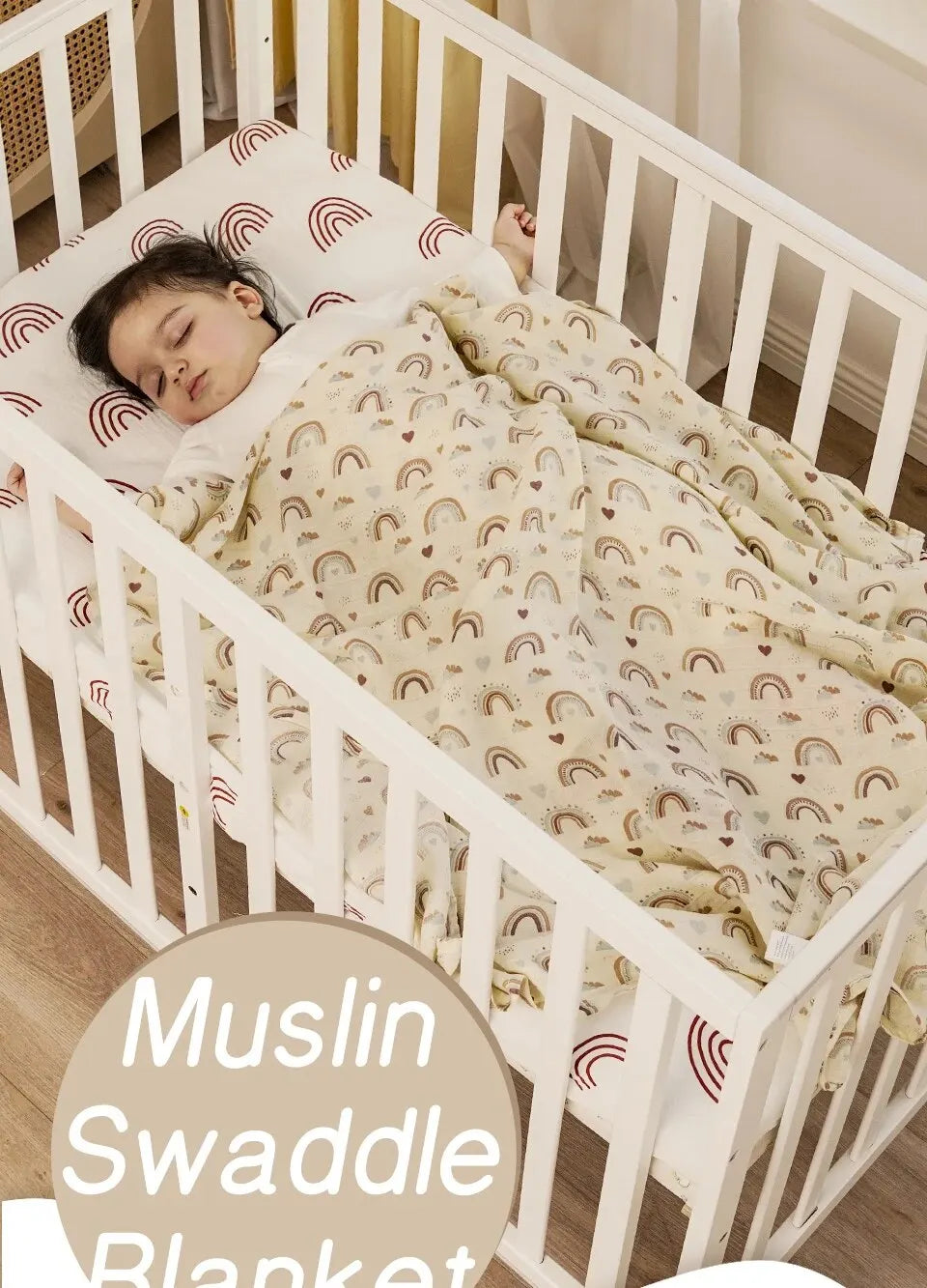 120x110cm Bamboo Cotton Baby Muslin Swaddle Blanket Cute Soft Print Baby Towel Wrap