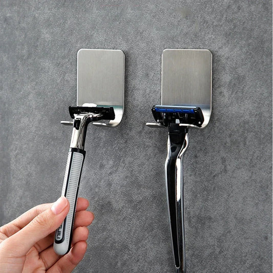 2-Pack Stainless Steel Razor Holder – Bathroom Shaver Storage Rack & Hook