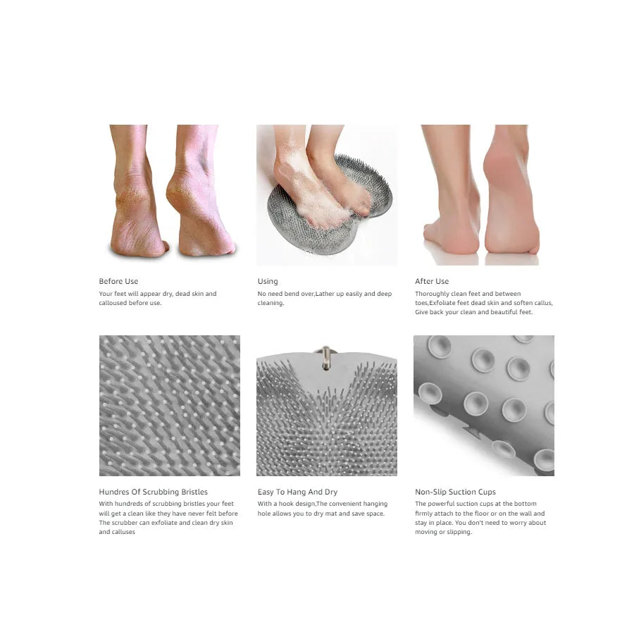 Foot Scrubber Mat & Back Washer – Shower Exfoliating Pad with Suction Cups