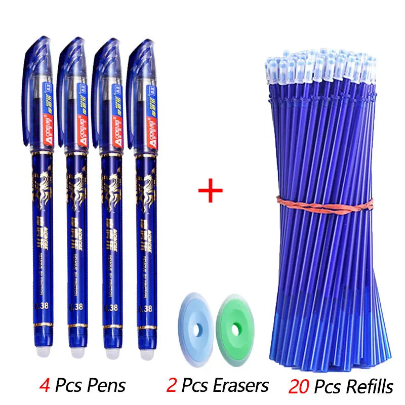 26 Pcs/Set Kawaii Erasable Pens 0.5mm Gel Pen Waterproof Gel Ink Stationery School Writing supplies for Notebook Office Student