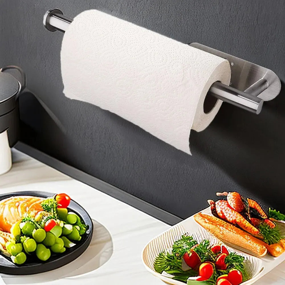 Adhesive Kitchen Paper Towel Holder – Wall-Mount Tissue & Roll Dispenser