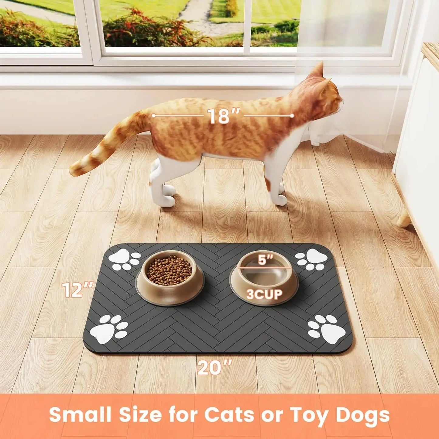 Absorbent Pet Feeding Mat – Waterproof Non-Slip Placemat for Dog & Cat Bowls