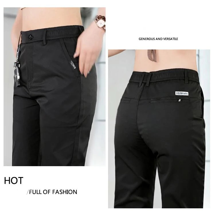 2026 Men's Ice Silk Straight Leg Thin Breathable Casual Pants Summer Business Long Trousers Fashionable Versatile Lightweight