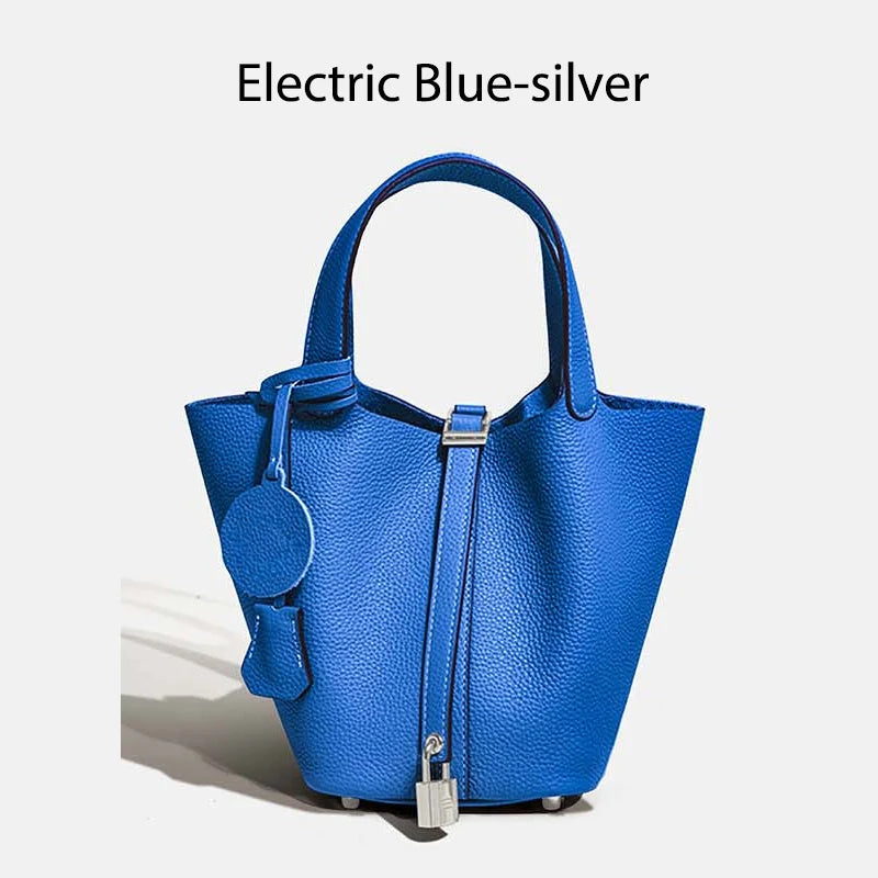 MENDY Genuine Leather Bucket Bag – Premium Large Tote Handbag for Women