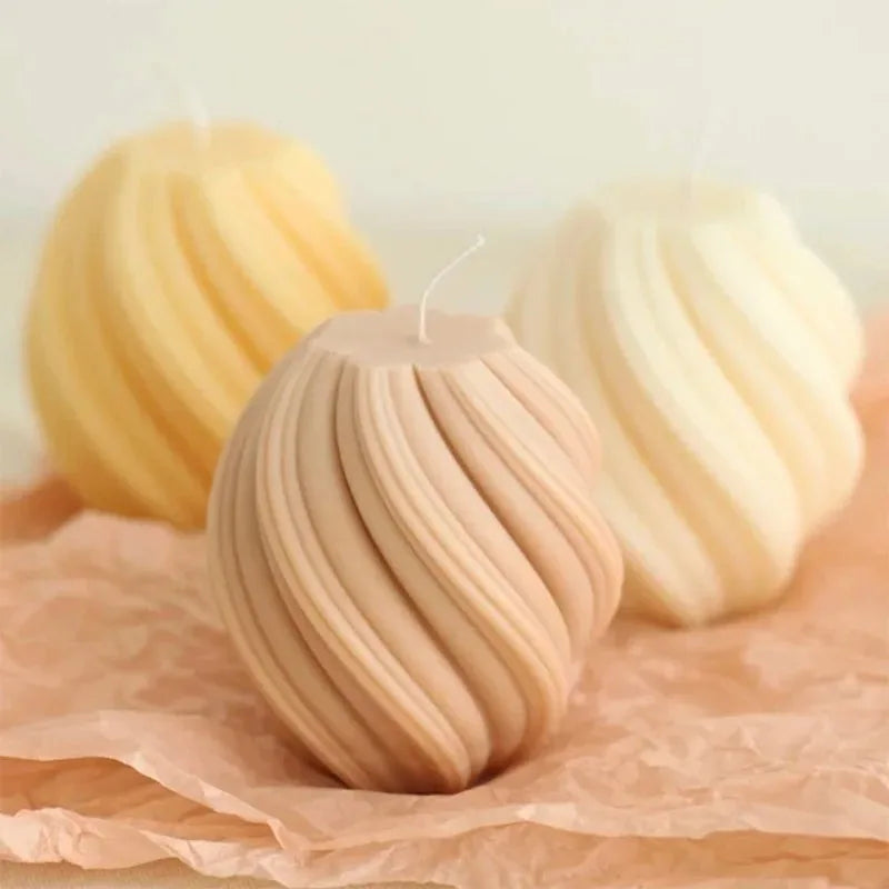 3D Geometric Wave Pillar Candle Silicone Mould – DIY Abstract Art Wax Craft