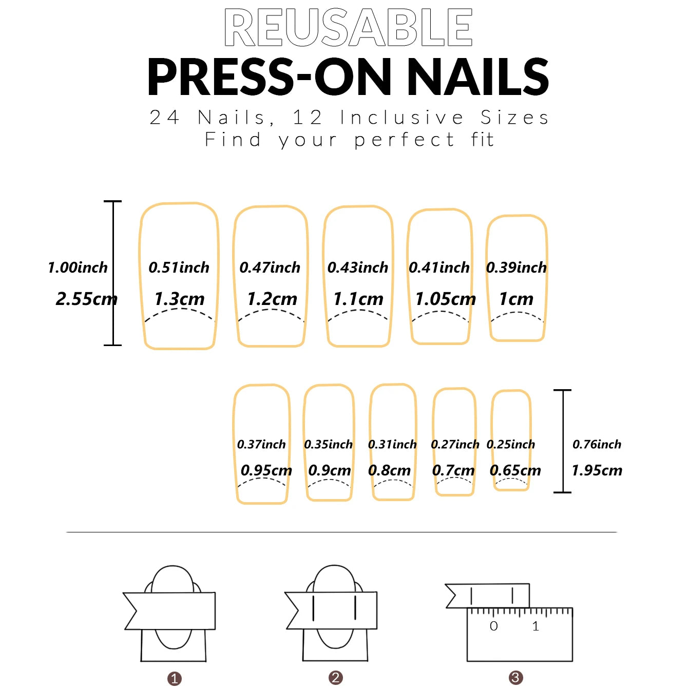 24 PCs Short Square French Heart Simple Nails with 1 Jelly Glue and 1 Nail File