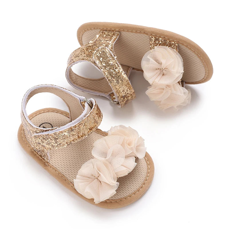Baby Girls Sandals Soft Sole Summer Infant Wedding Dress Flat Shoes Beach Sandal Newborn Crib Shoes First Walkers