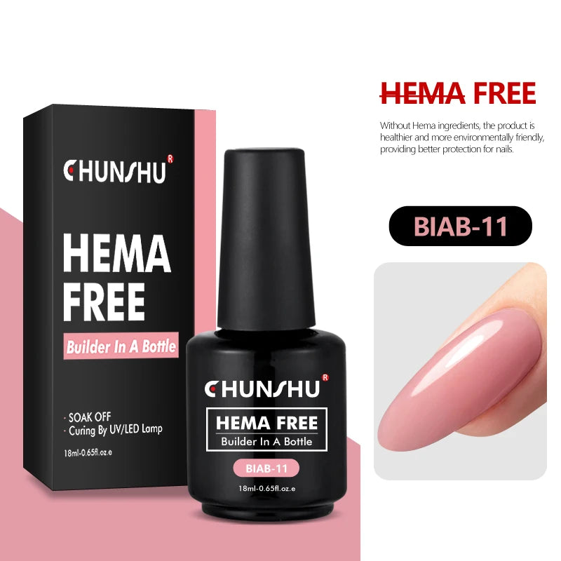 CHUNSHU Hema FREE Construction UV Gel 18ml Builder Nail Gel In A Bottle Semi Permanent Thick Rubber Base Gel Extension Nails Art