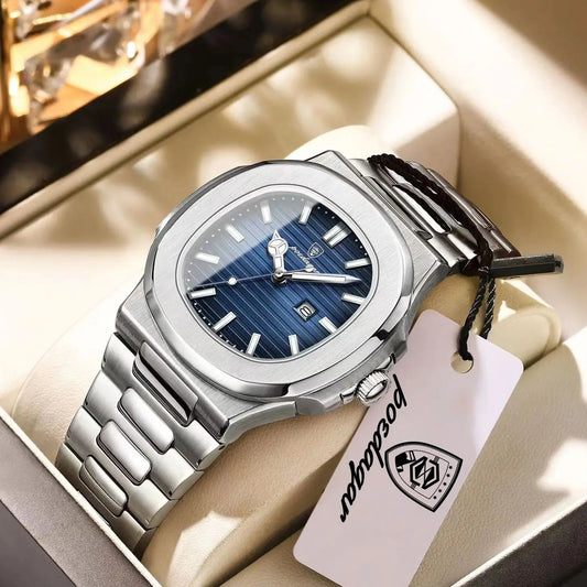 POEDAGAR Luxury Square Men's Watch – Waterproof Luminous Business Quartz