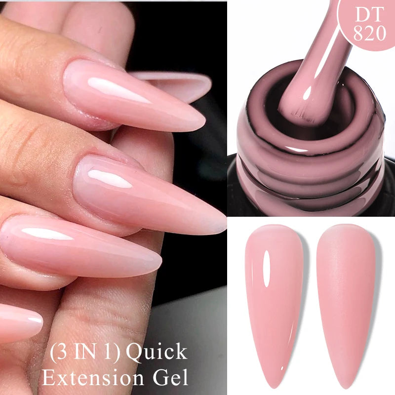 MEET ACROSS 7ml Quick Extension Gel Nail Polish Glitter Pink Gold Purple Milky White UV Gel Finger Prolong Varnish For Nails