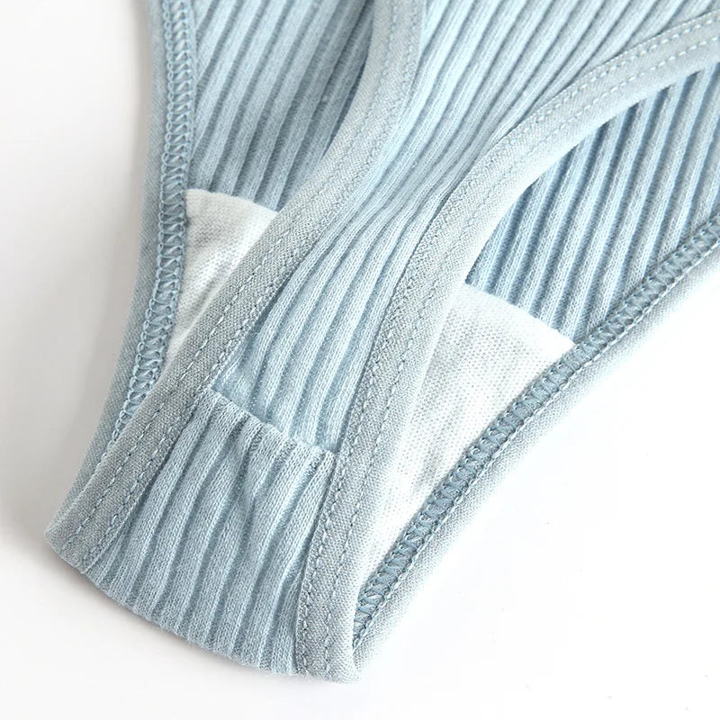 3Pcs/Set Thongs Women's Panties Striped Briefs Girls Solid Color Elastic Underwear Female Sexy Lingeries Hot Comfort G-string