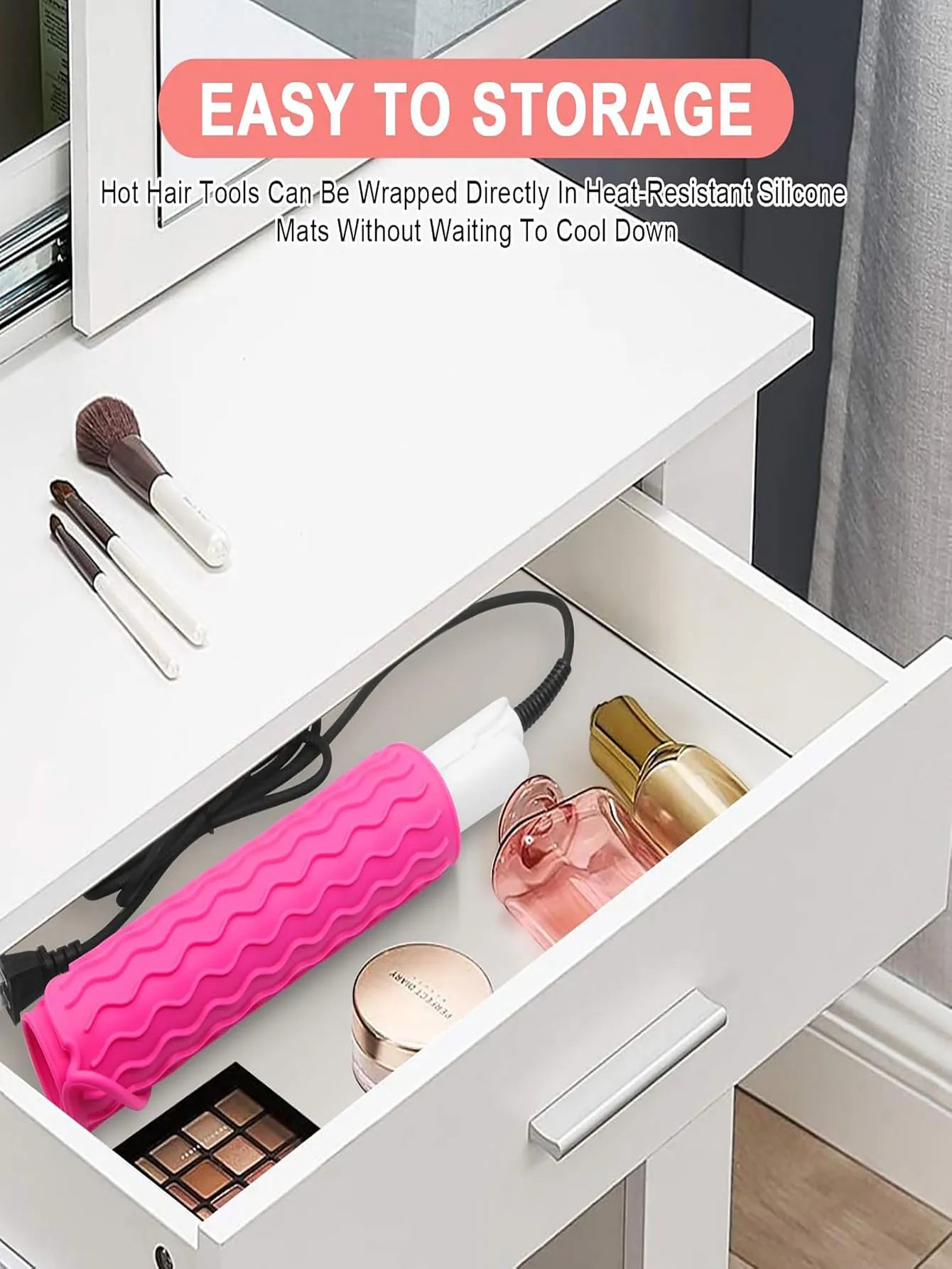 New Plus Size Silicone Heat Resistant Mat Portable Travel Hot Tools Pad Cover for Curling Iron, Flat Iron Hair Straightener