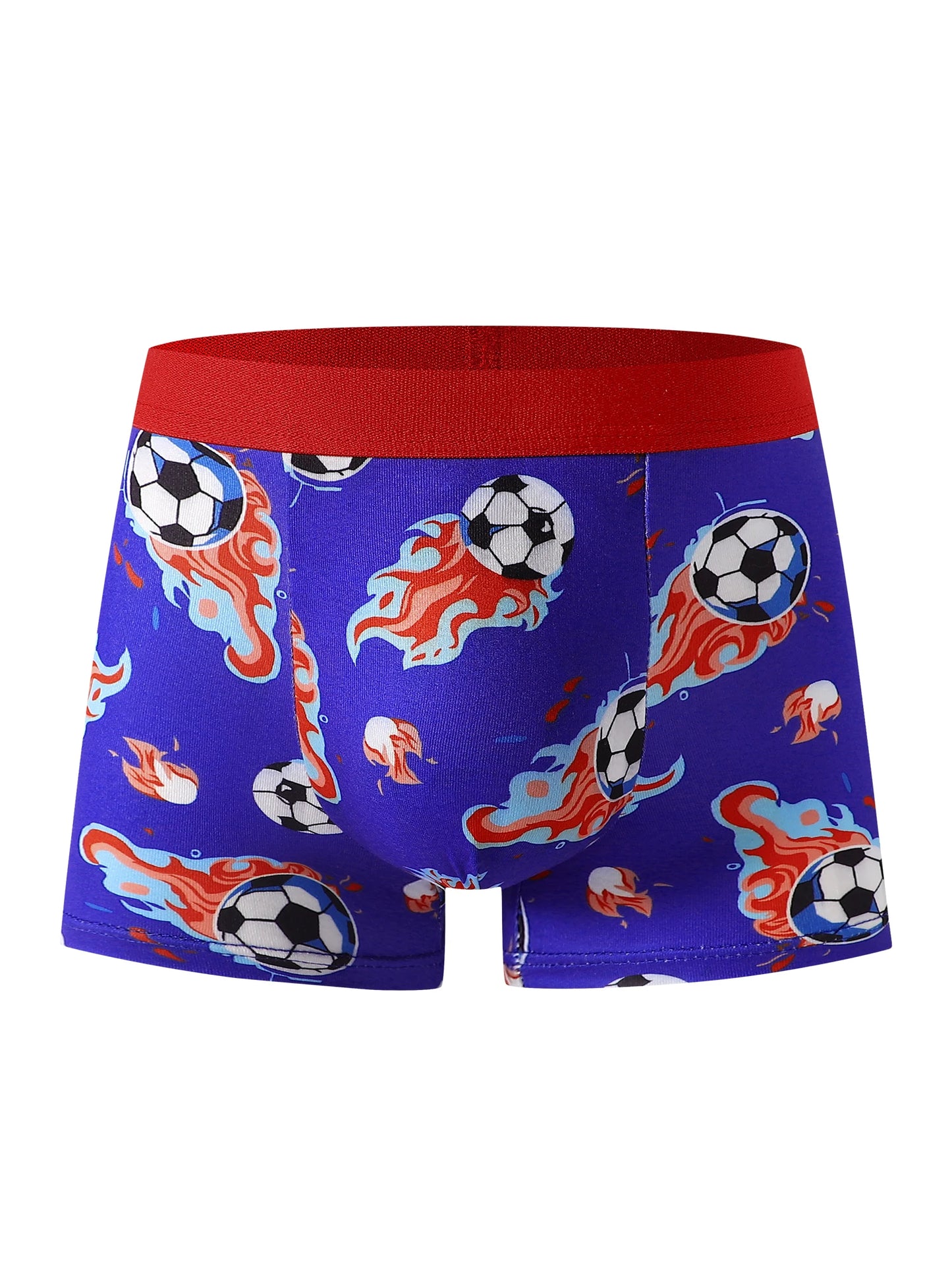 5-Piece Mixed Set of Boys' Underwear with Football Print, Soft and Comfortable, Suitable for Elementary School Students, Home Casual Wear, and Sports, for Children Aged 4-8