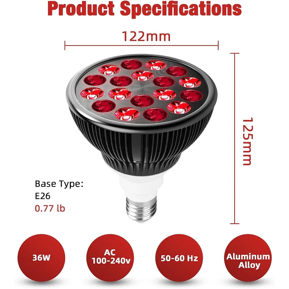 54W Red & Infrared Light Therapy Lamp – 660nm & 850nm Full Body Pain Relief Panel
