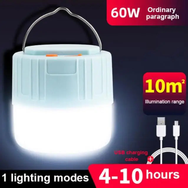 LED Camping Light USB Rechargeable Bulb High Power Outdoor Tent Lamp Portable Lantern Emergency Lighting Lights For BBQ Hiking