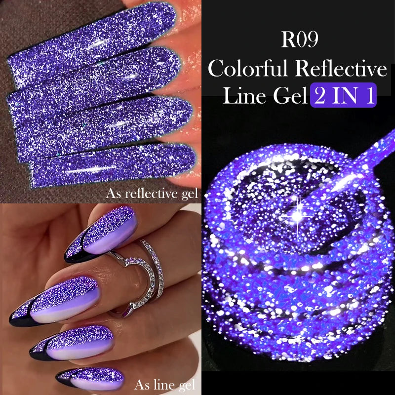 Gold Metallic Gel Nail Polish Liner – Super Bright Mirror French Stripe Nail Art