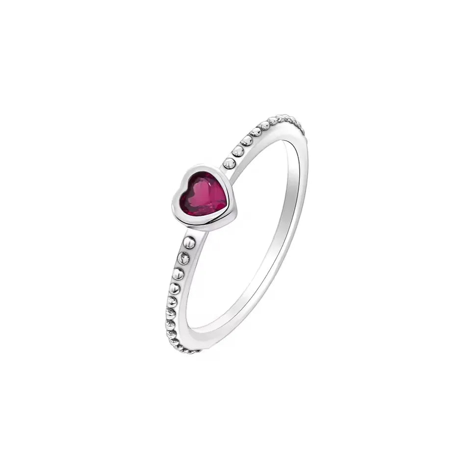 New 925 Sterling Silver Charm Red Heart-shaped Rings Women Rings Fine Jewelry Fashion Mother Gifts