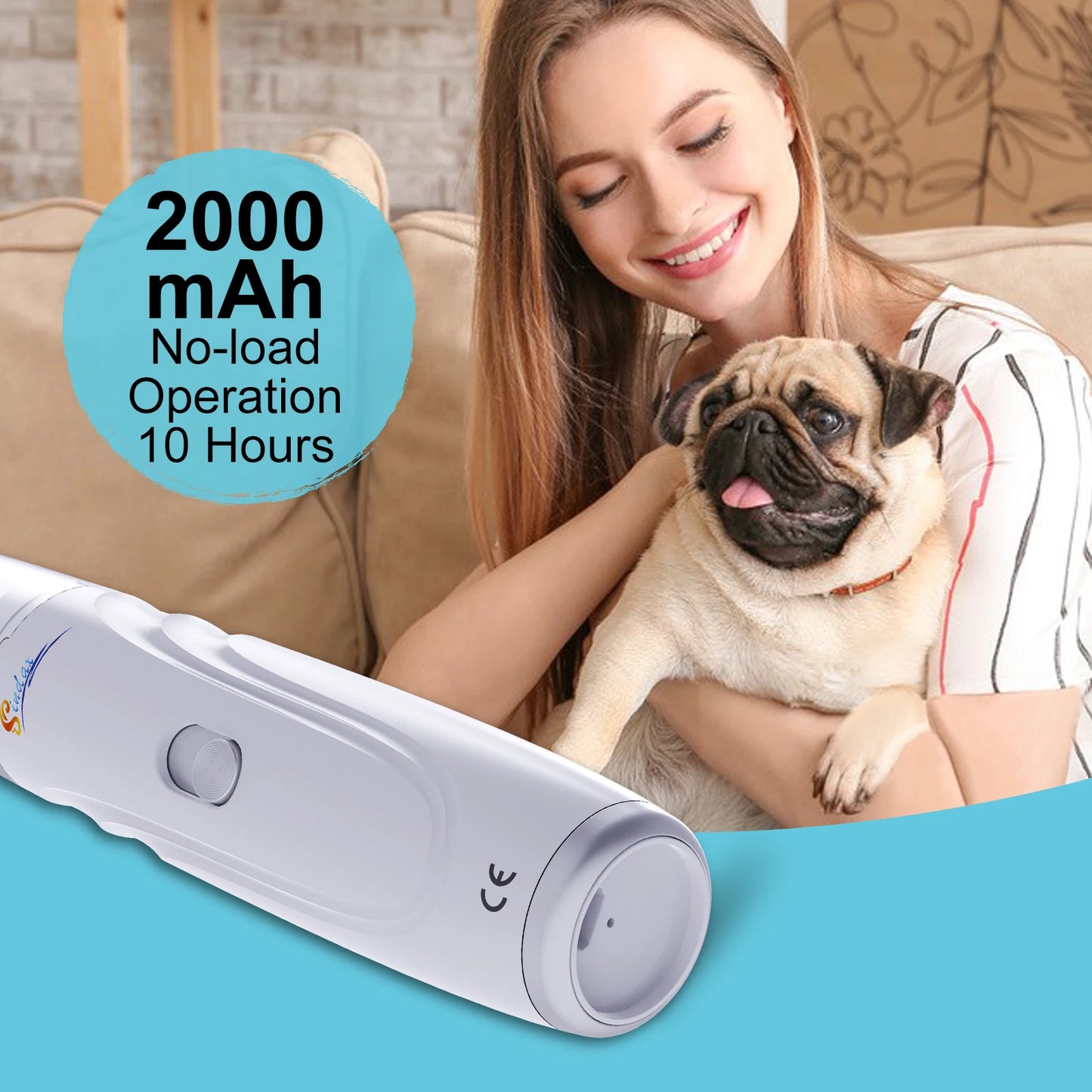 Rechargeable Dog Nail Grinder — Quiet 2-Speed Painless Paw Trimmer