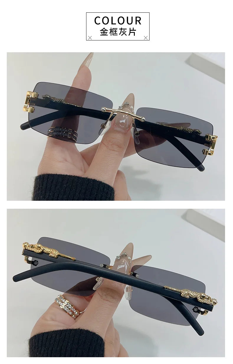 Frameless Rectangular Vintage Sunglasses – UV400 Personalised Eyewear for Men & Women