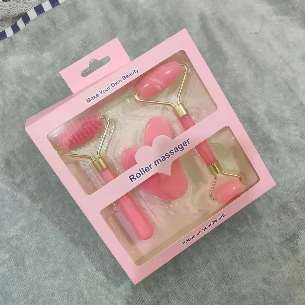3-Piece Resin Gua Sha Facial Roller Set – Face & Body Massage Tools