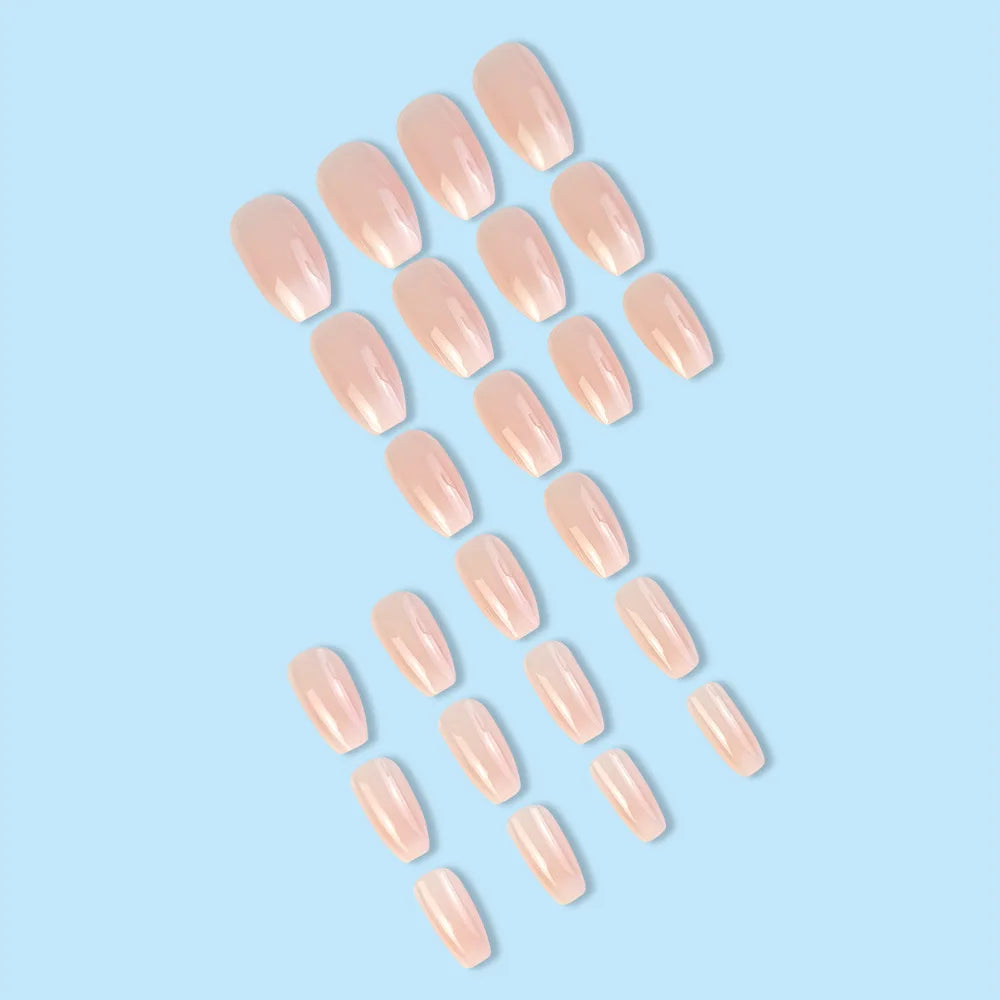 24 Pcs Ballerina Press On Nails Pink Gradient Fake Nails Glossy Artificial Finger Manicure Reusable False Nails For Women