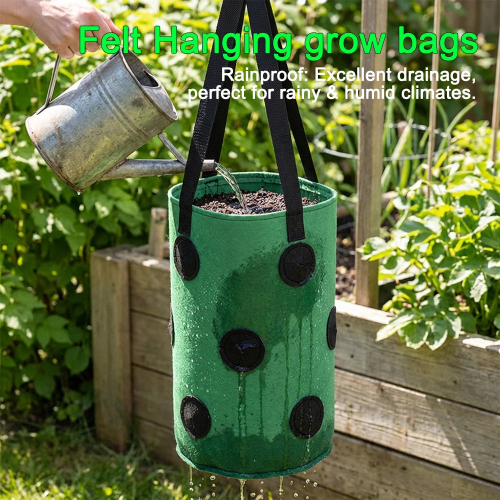 Hanging Grow Bags for Strawberries Tomatoes Hanging Planting Grow Bag Vertical Garden  Strawberry Planter Pot Aeroponic Tower