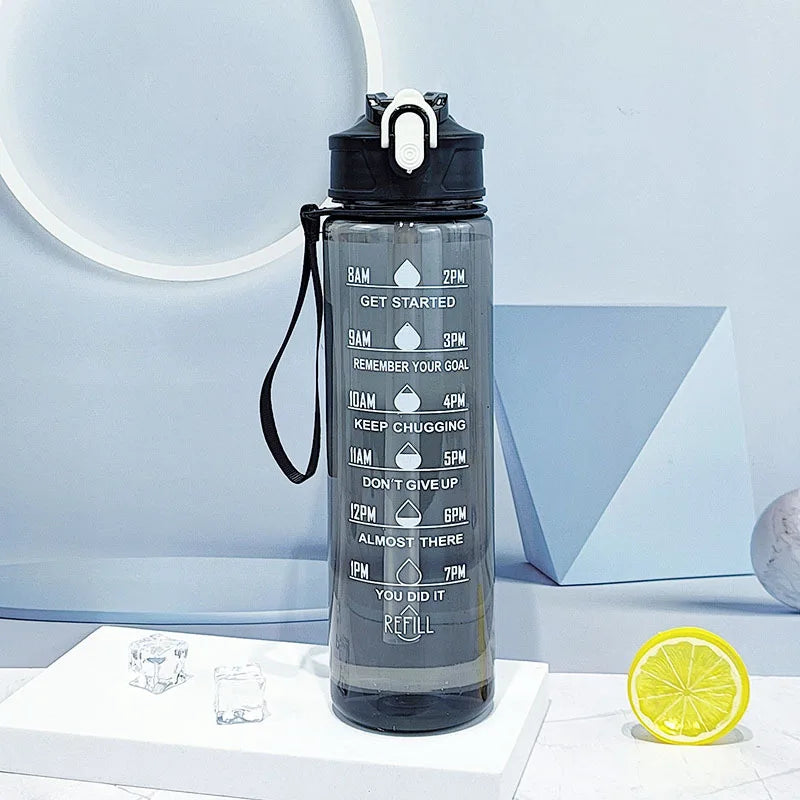 Sports Water Bottle with Time-Tracking Straw – Flip Lid, Leak-Proof, 750ml