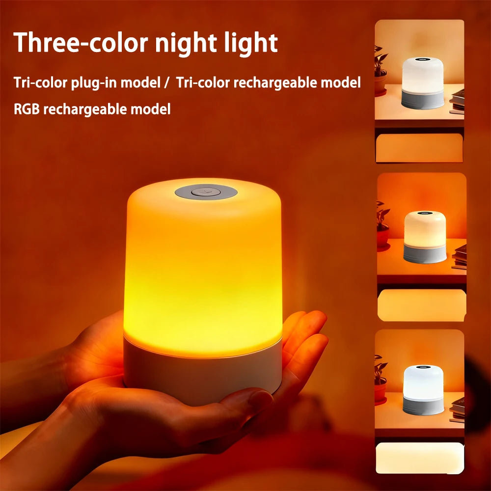 RGB LED Desk Lamp – Dimmable Rechargeable Touch Screen Bedside Reading Light