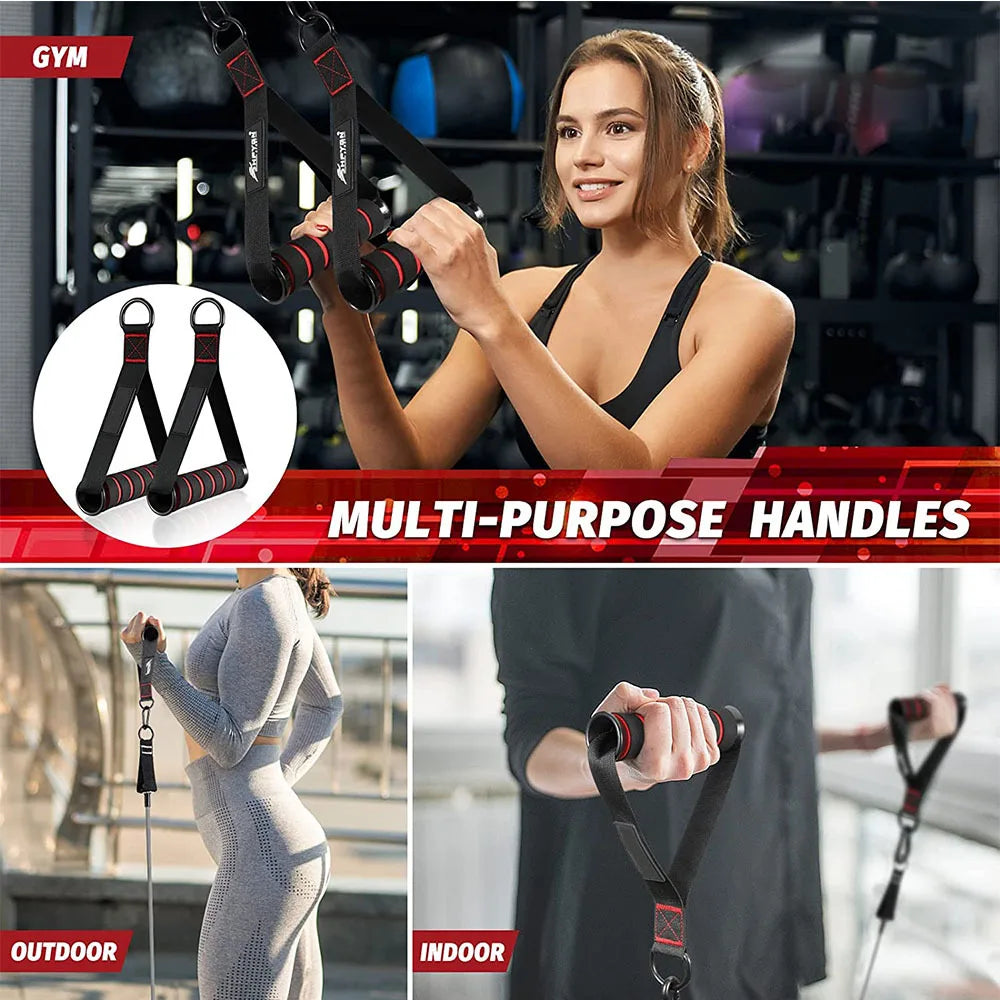 Resistance Band Handle Bar & Pulley Attachment Set – Home Gym Training Accessories