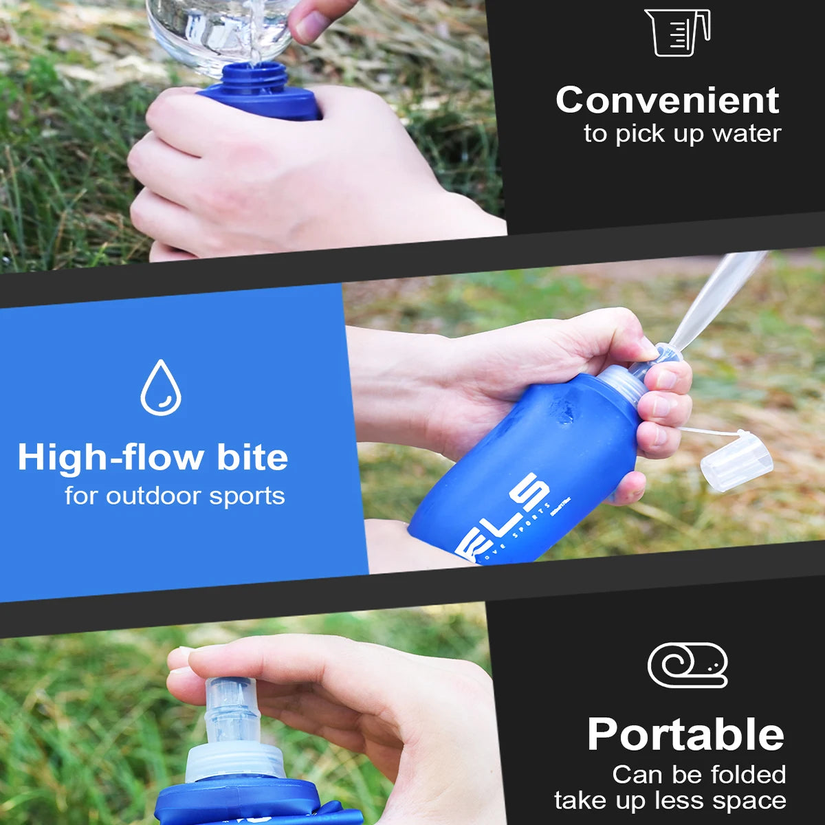 Collapsible Silicone Water Bottle – Portable Foldable Flask for Running & Hiking