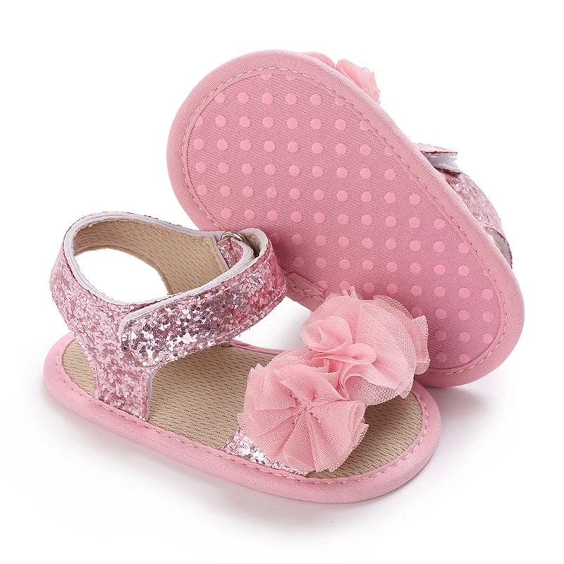 Baby Girls Sandals Soft Sole Summer Infant Wedding Dress Flat Shoes Beach Sandal Newborn Crib Shoes First Walkers