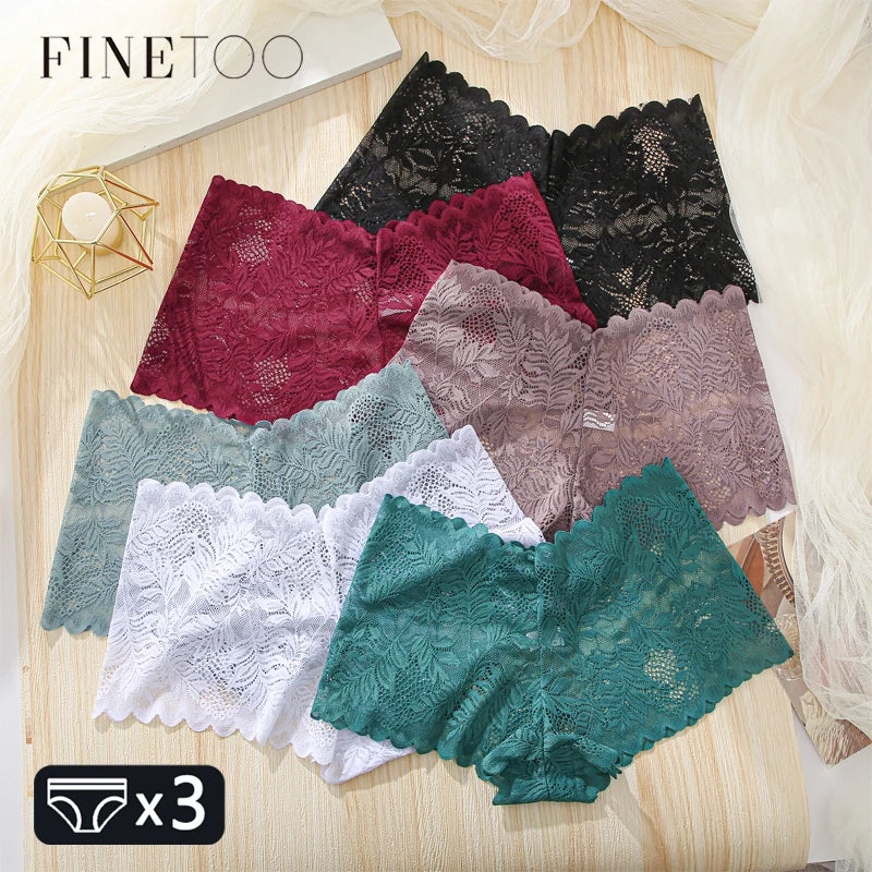 3-Pack Women's Lace Floral Boyshort Panties – Low-Rise Breathable Underwear