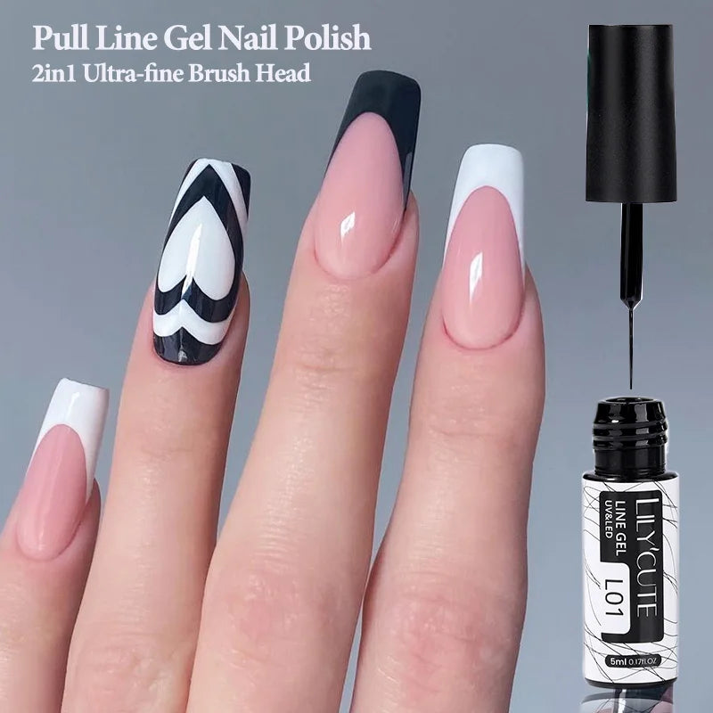 Gold Metallic Gel Nail Polish Liner – Super Bright Mirror French Stripe Nail Art