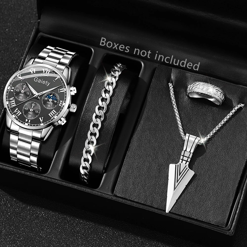 Fashion Men Stainless Steel Watch Luxury Calendar Quartz Wrist Watch Mens Business Watches for Man Clock Montre Homme