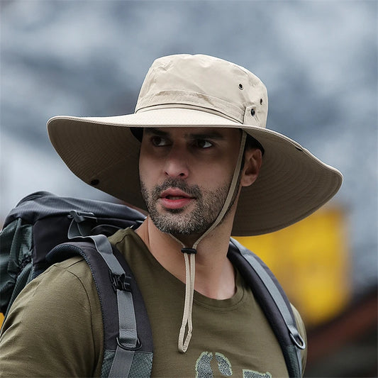 Hoed met Brede Rand en Mesh – Anti-UV Zonnehoed voor Vissen, Wandelen & Strand