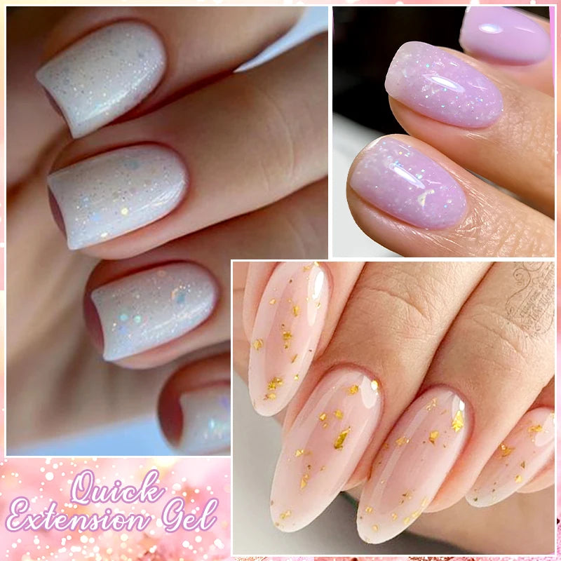 MEET ACROSS 7ml Quick Extension Gel Nail Polish Glitter Pink Gold Purple Milky White UV Gel Finger Prolong Varnish For Nails