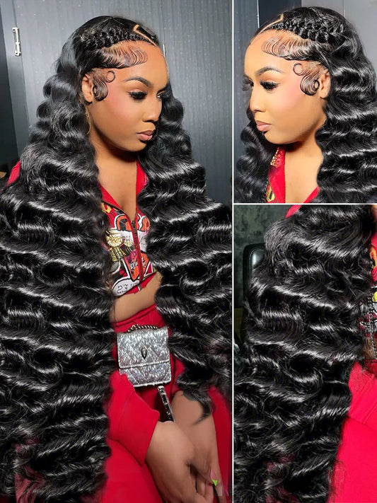 250% Density 30-Inch Loose Deep Wave HD 13x6 Lace Front Human Hair Wig – Water Wave Pre-Plucked