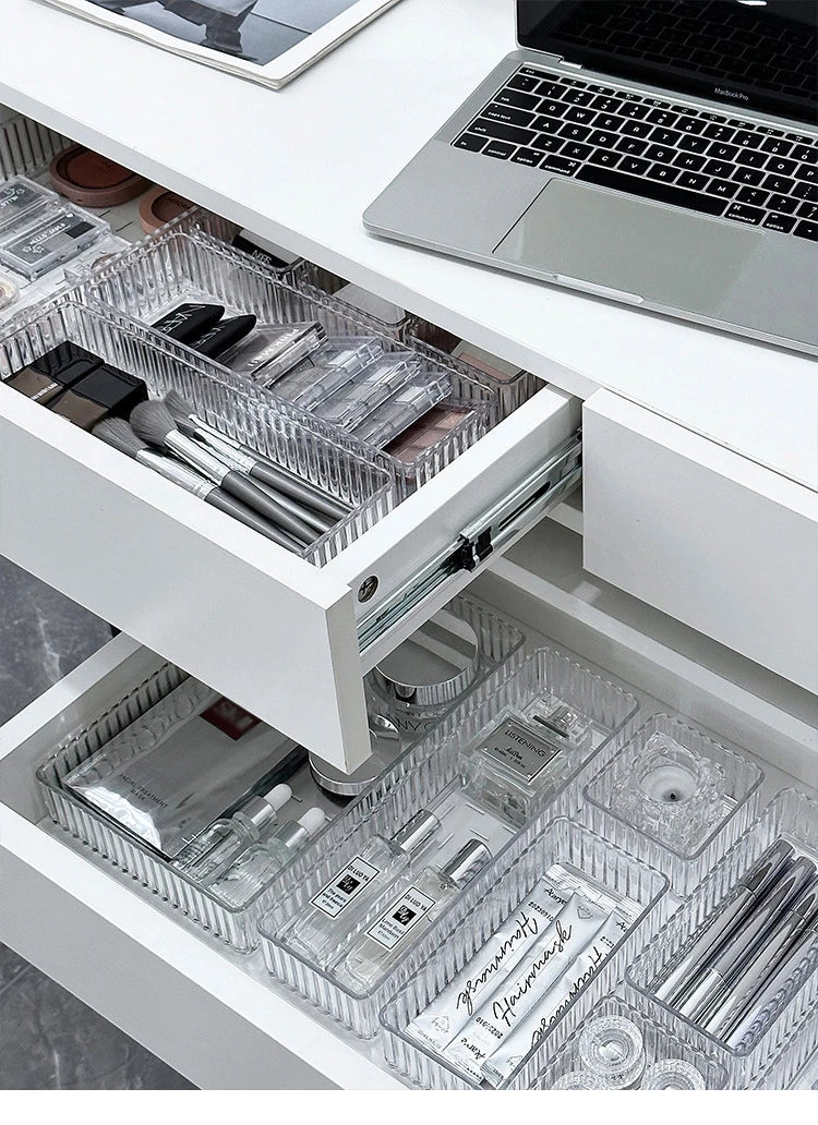 Stackable Acrylic Drawer Organiser Trays – Clear Makeup & Bathroom Vanity Storage Bins