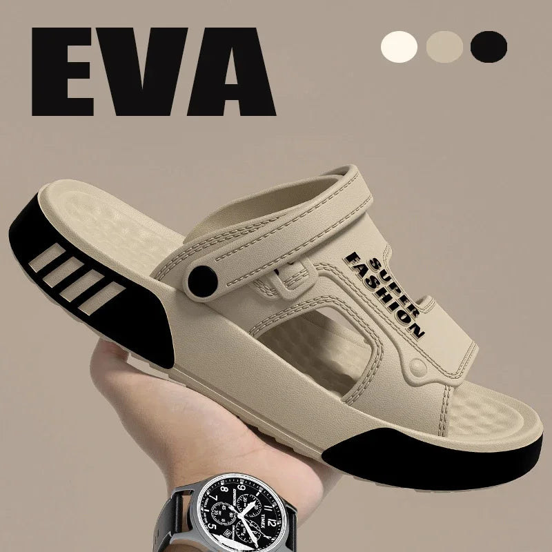 Summer Men’s Sandals EVA Soft-soled Platform Slides Slippers Indoor Outdoor Walking Beach Shoes Flip-Flops Mens Home Shoes