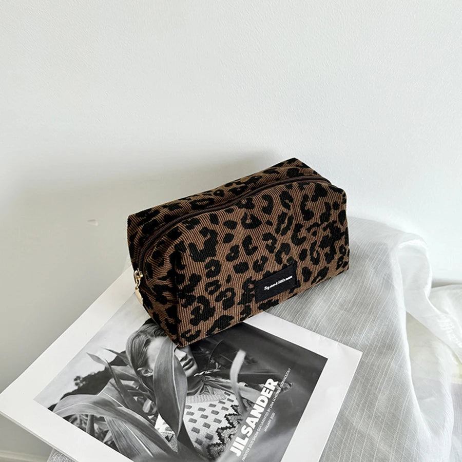 Leopard Print Large Capacity Makeup Bag – Lipstick Organiser Cosmetic Storage Pouch