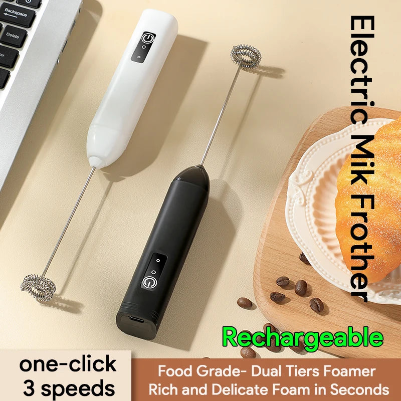 Wireless USB-C Electric Milk Frother – Handheld Stainless Steel Coffee Whisk