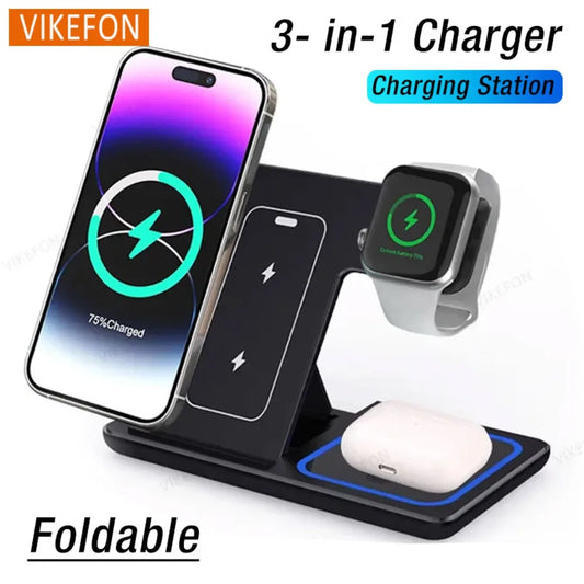 Foldable Multi-Device Wireless Charging Station – iPhone, Apple Watch & AirPods