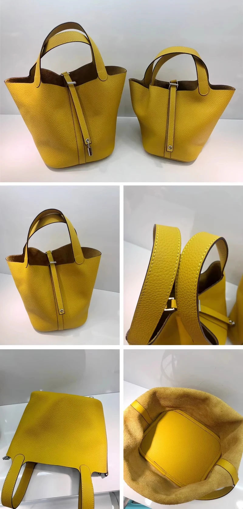 MENDY Genuine Leather Bucket Bag – Premium Large Tote Handbag for Women