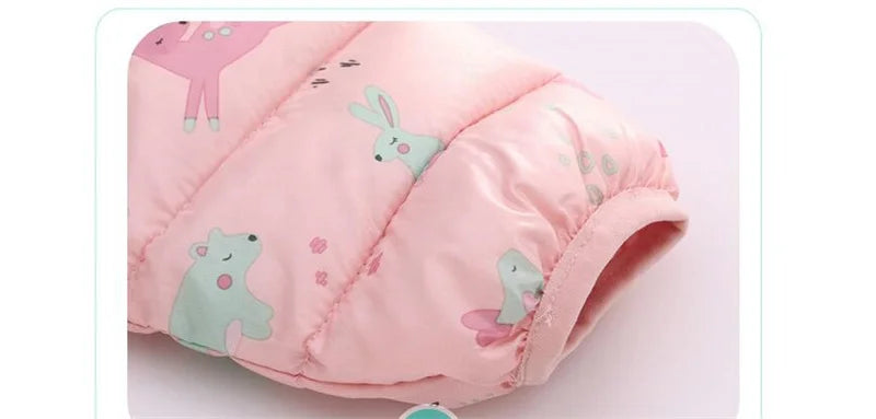 2023 Baby Girls Jackets For Kids Cartoon Bear Zipper Coats Autumn Boys Warm Hooded Down Jackets Children Christmas Outerwear