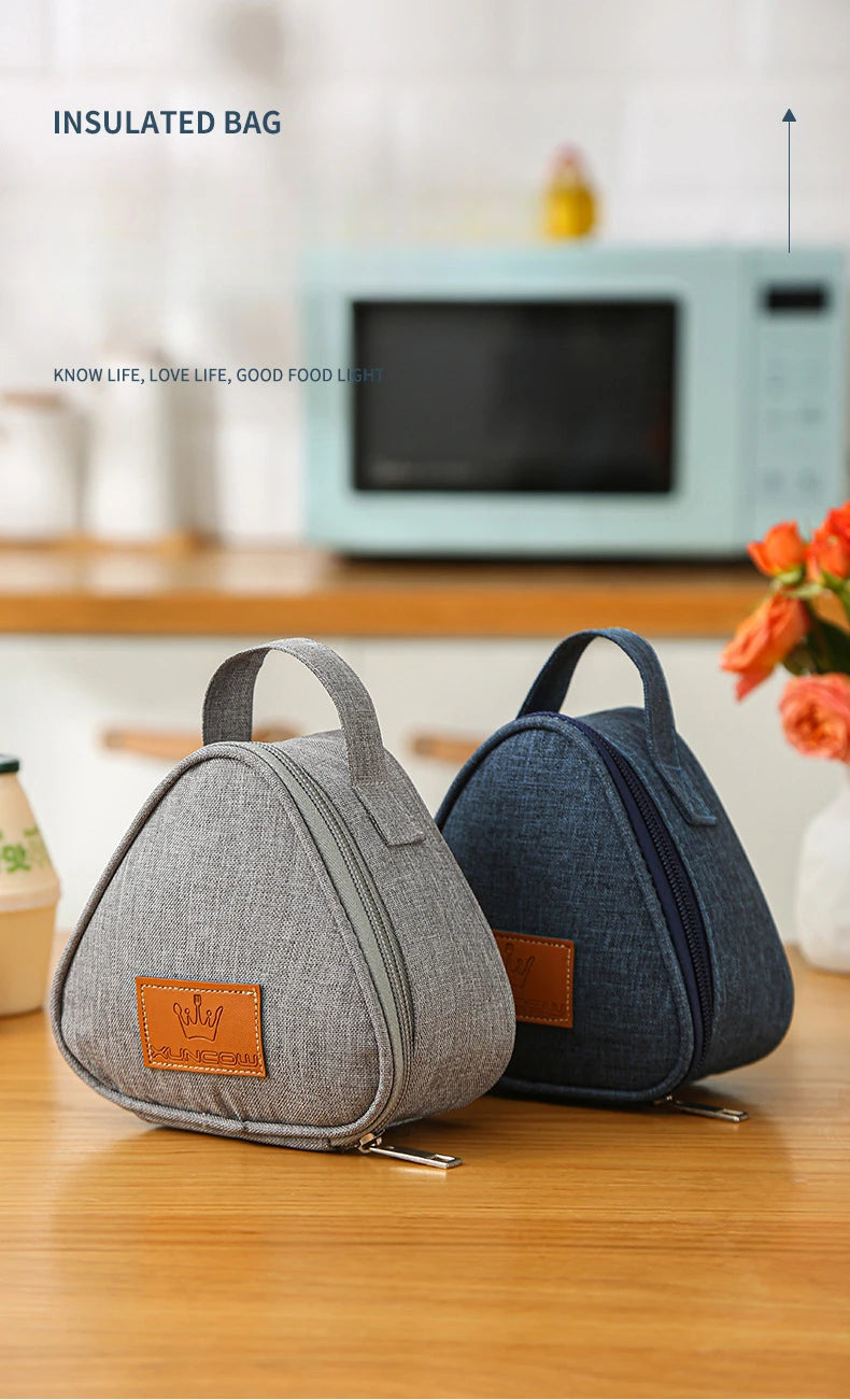 Triangle Portable Breakfast Insulation Bag Aluminum Foil Lunch Bag Mini Rice Vegetable Roll Outdoor Picnic Lunch Box