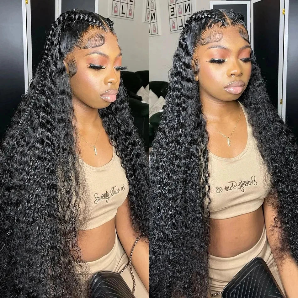 Glueless Wig Human Hair Ready To Wear Deep Wave 13x6 HD Lace Frontal Human Hair Wigs Curly Lace Front Human Hair Wig PrePlucked