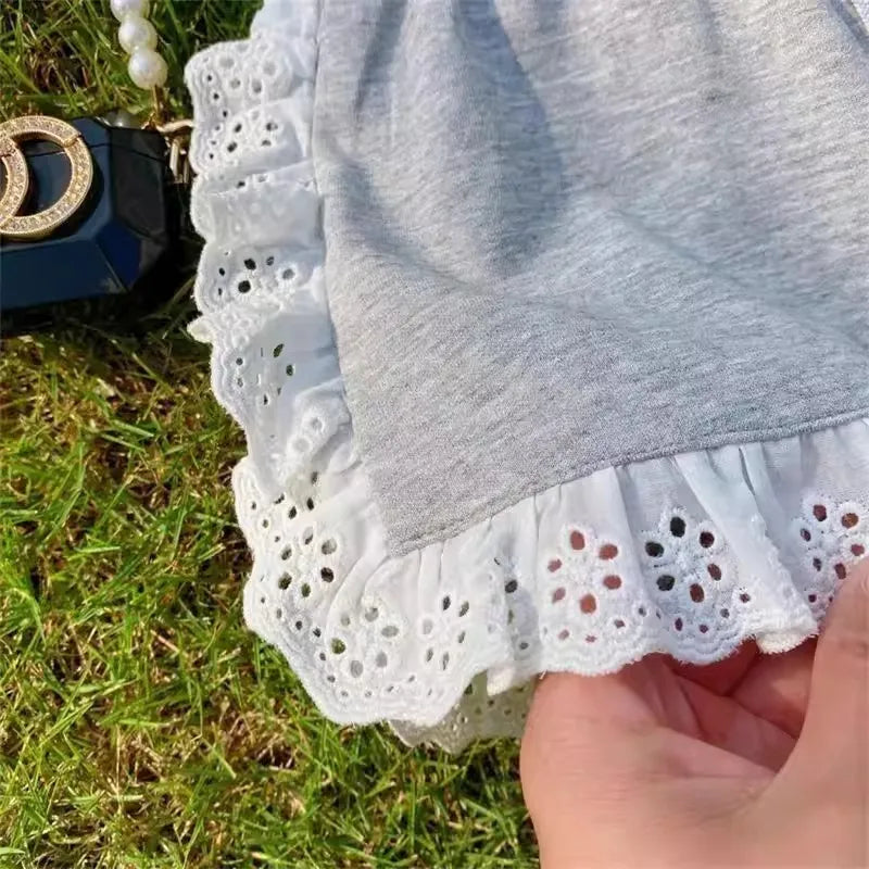 Korean-Style Children's Clothing Girls' Summer Set, Cool Short-Sleeve Shorts, Baby Casual Sports Versatile Trendy Children's Two-Piece Set