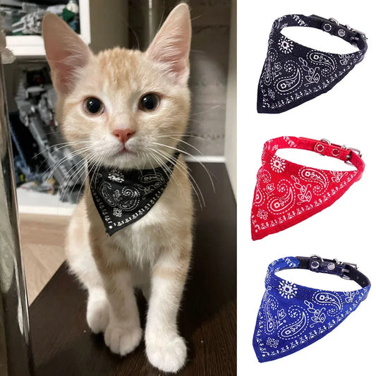 Cute Printed Pet Bandana Collar – Adjustable Triangle Scarf for Kittens & Small Dogs